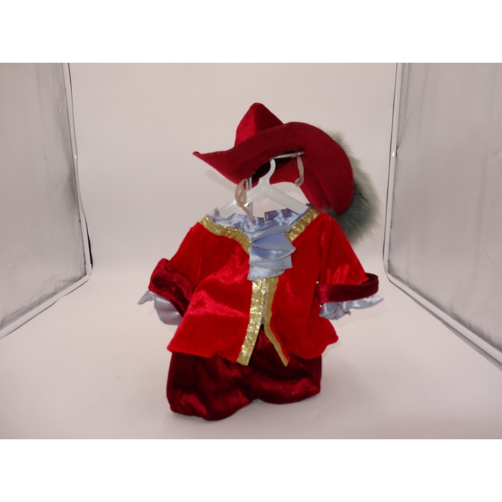 Build a Bear Disney Captain Hook Costume Pirate Red Velvet 3pc Hat Set